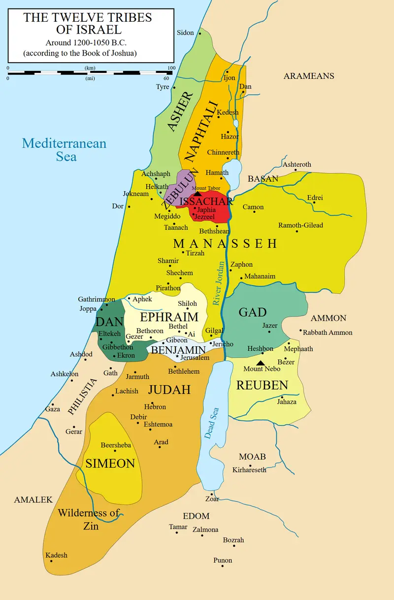 Map: 12 Tribes of Israel Map