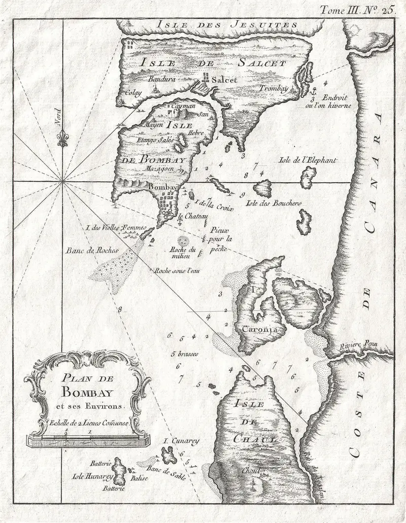 Map: 1764 Bellin Map of Bombay Mumbai India