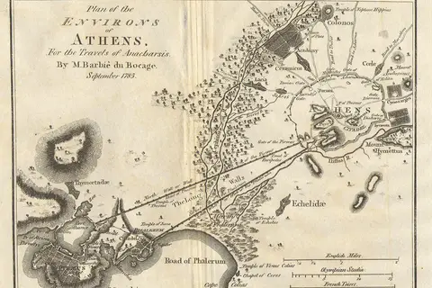 Map: 1785 Bocage Map of Athens and Environs Including Piraeus in Ancient Greece