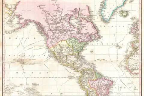 Map: 1818 Pinkerton Map of North America and South America