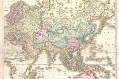 Map: 1818 Pinkerton Map of the Eastern Hemisphere Asia Africa Europe Australia