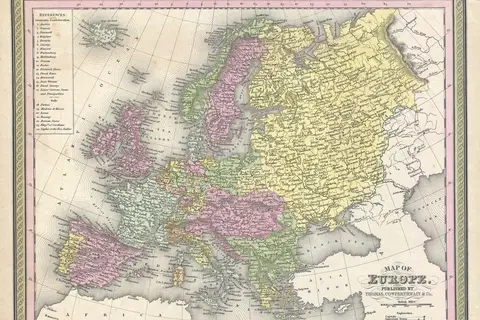 Map: 1850 Mitchell Map of Europe