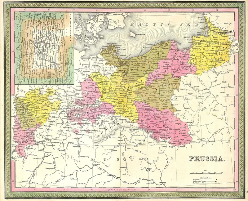 Map: 1850 Mitchell Map of Prussia Germany Prussiam50