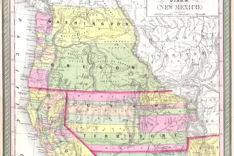 Map: 1853 Mitchell Map of California Oregon Washington Utah New Mexico