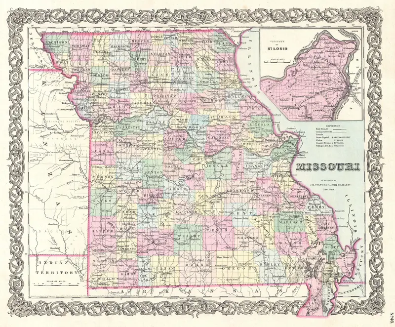 Map: 1855 Colton Map of Missouri