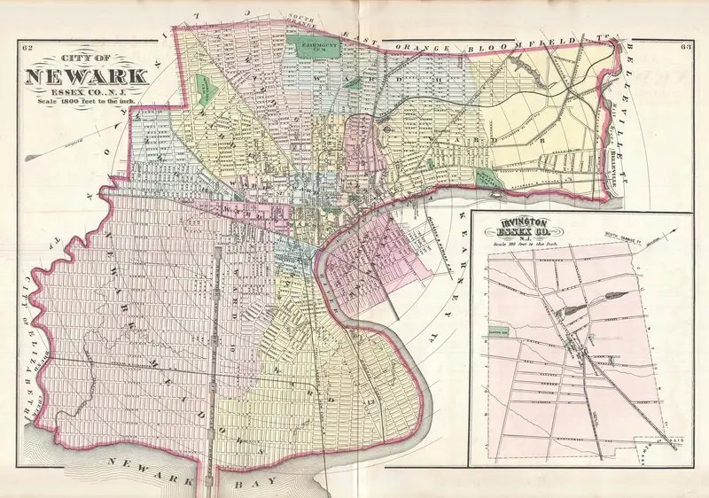 Map: 1872 Beers Map of Newark New Jersey