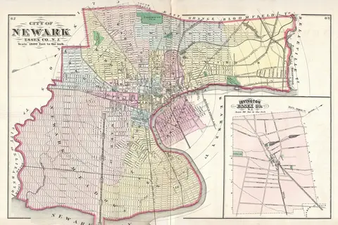 Map: 1872 Beers Map of Newark New Jersey