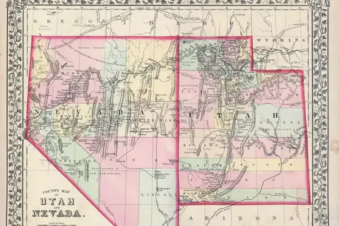 Map: 1872 Mitchell Map of Utah and Nevada