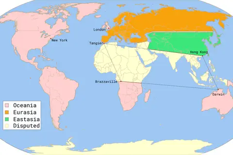Map: 1984 Fictitious World Map V2 Quad