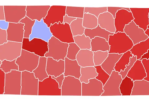 Map: 2010 Tennessee Gubernatorial Election Results Map by County