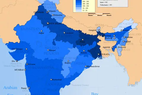 Map: 2011 Census India Population Density Map States and Union Territories