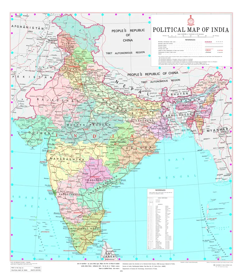 Map: 2019 Detailed Political Map of India