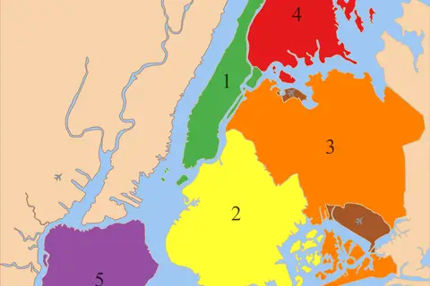 Map: 5 Boroughs Labels New York City Map