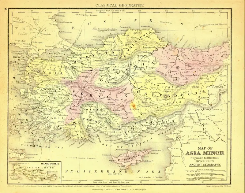 Map: A Map of Asia Minor from Mitchells Ancient Atlas Classical and Sacred 1849