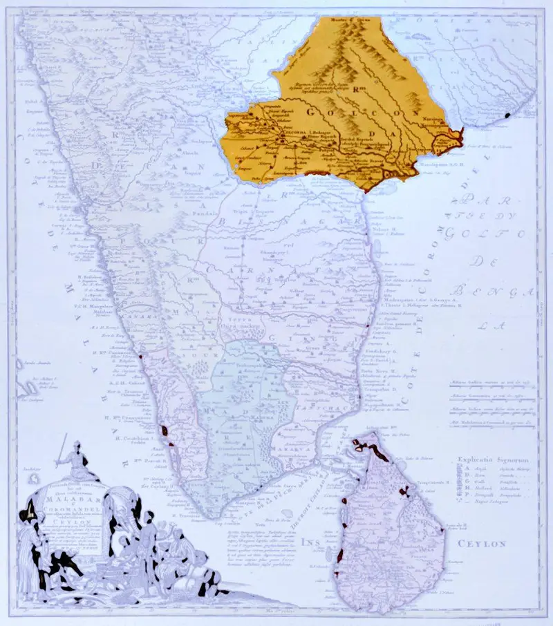 Map: A Map of Golconda Region from 1733 Published by Homann Heirs Nuremberg