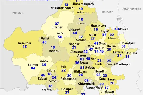 Map: Administrative Map of Rajasthan with Rto Codes for Vehicle Registration