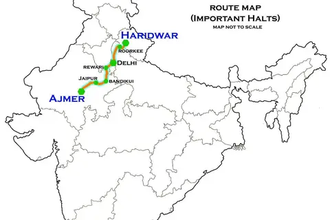 Map: Ajmer Haridwar Express Route Map