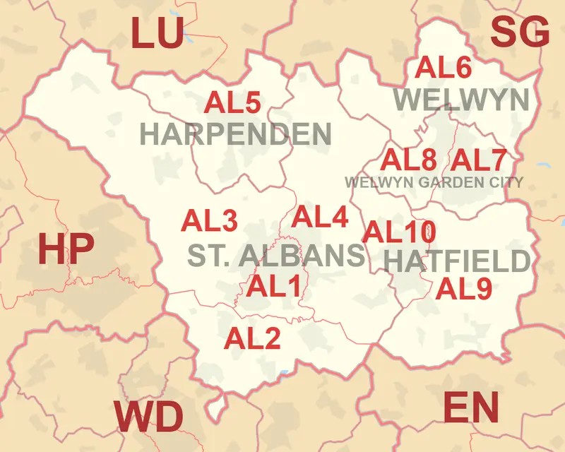 Map: Al Postcode Area Map