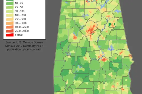 Map: Alabama Population Map