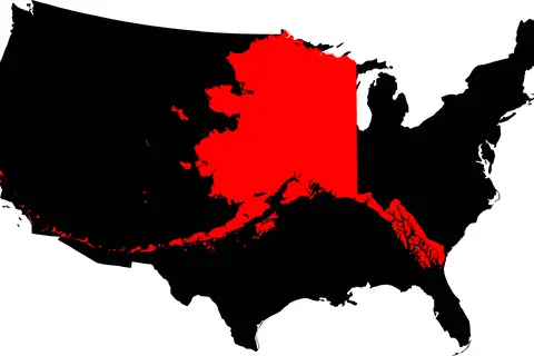 Map: Alaska Compared to the United States Map