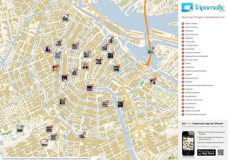 Map: Amsterdam Printable Tourist Attractions Map