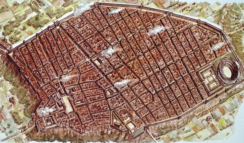 Map: An accurate view of ancient Pompeii before it was destroyed by an eruption in AD 79