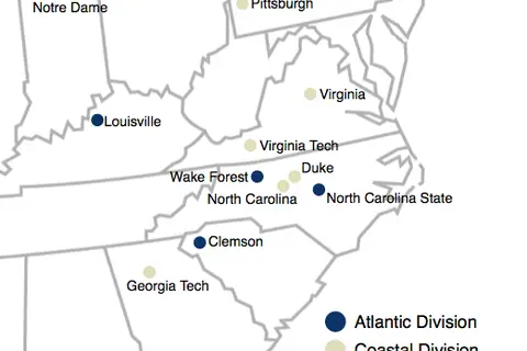 Map: Atlantic Coast Conference Map 2014