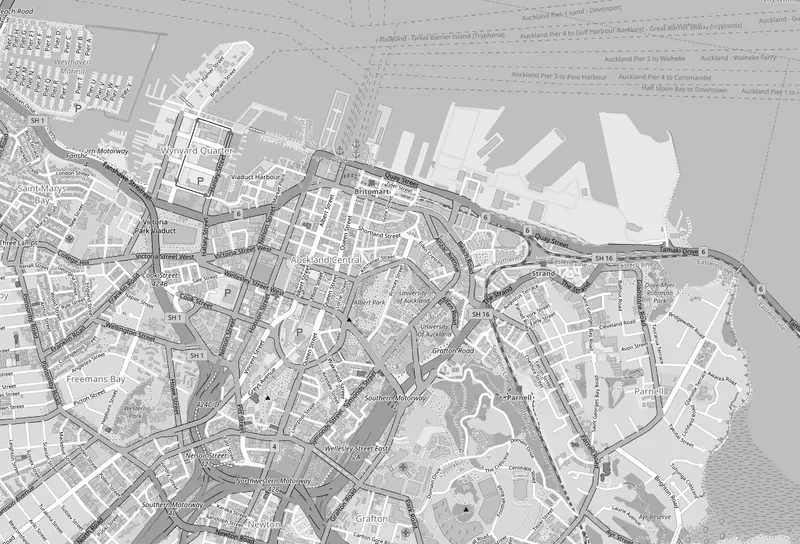 Map: Auckland Cbd Map Bw