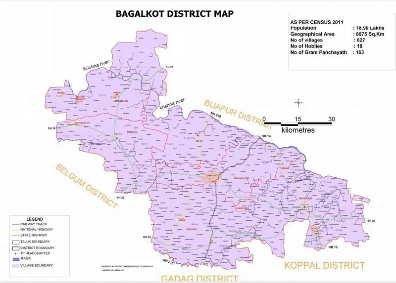 Map: Bagalkot District Map by Villages