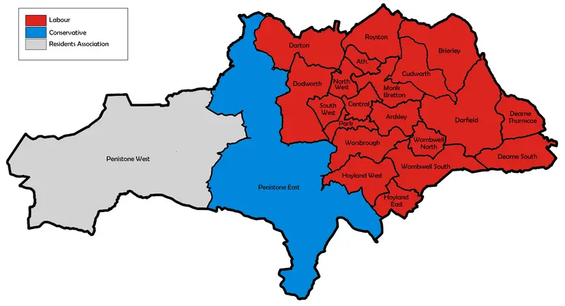Map: Barnsley Uk Local Election 1980 Map