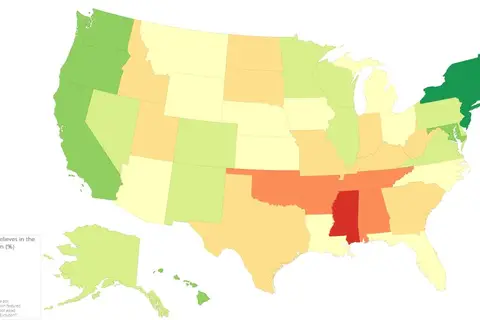 Map: Belief in Evolution by State