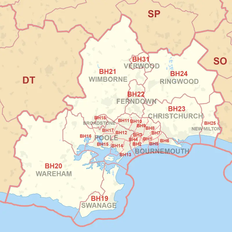 Map: Bh Postcode Area Map