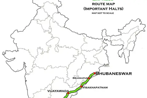 Map: Bhubaneswar Rameswaram Express Route Map