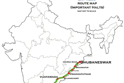 Map: Bhubaneswar Tirupathi Express Route Map