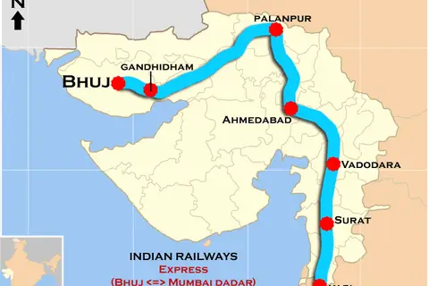 Map: Bhuj Mumbai Dadar Express Route Map