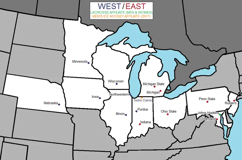 Map: Big Ten Conference Membership Map (2017)
