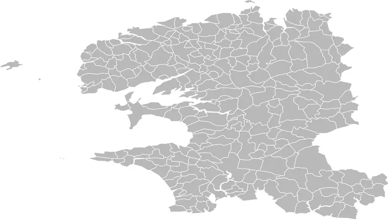 Map: Blank Map of Finistre Department France with Communes