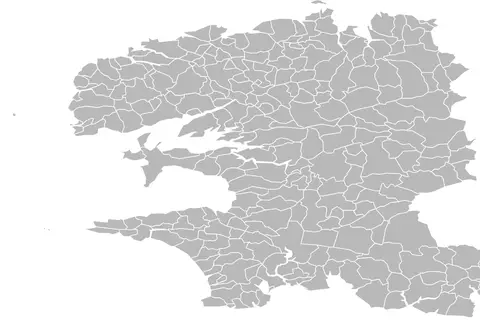 Map: Blank Map of Finistre Department France with Communes
