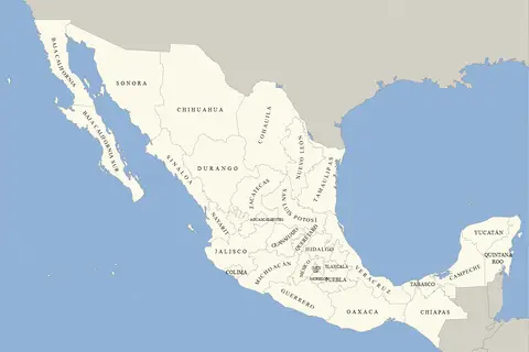 Map: Blank Map of Mexico with States Names