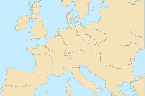 Map: Blank Map Western Europe with Rivers