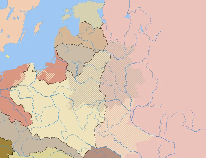 Map: Borders of ex Polish-Lithuanian Commonwealth after the Peace of Riga