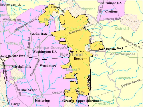 Map: Bowie Maryland Map Enlarged