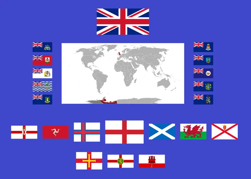 Map: British Empire Flag and Map Infographic