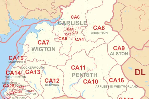 Map: Ca Postcode Area Map