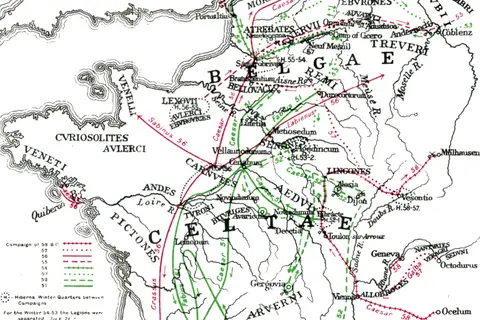 Map: Caesar’s campaign in Gaul 58-51 BC