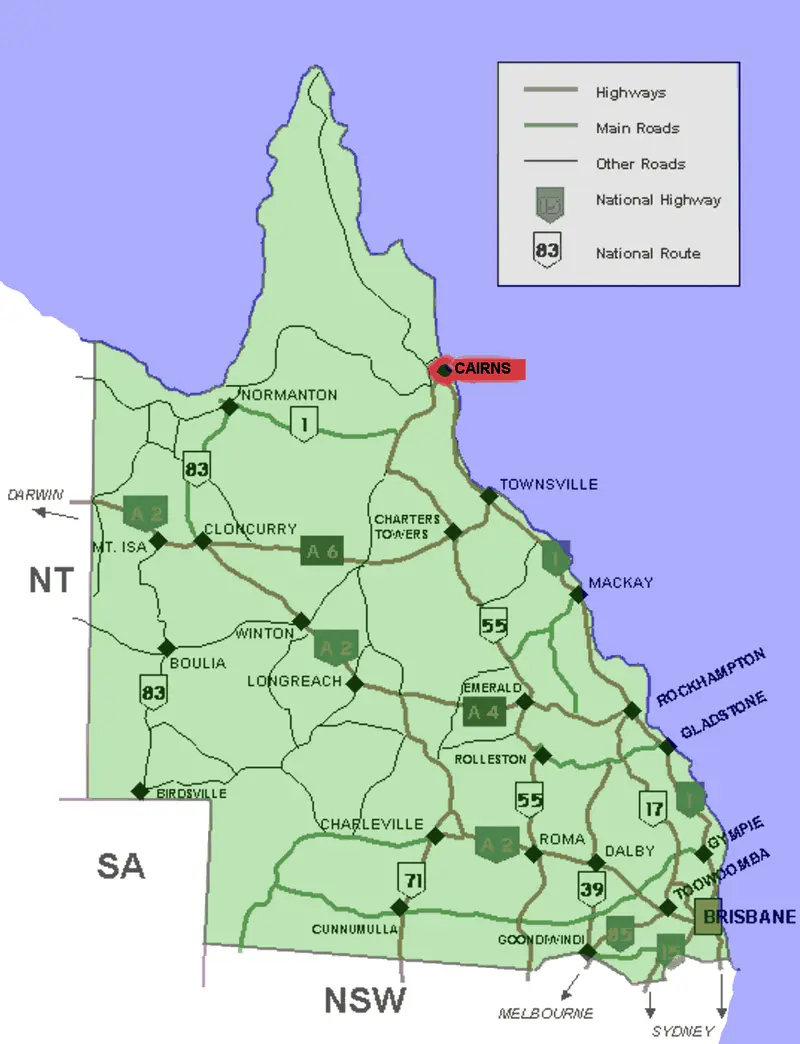Map: Cairns Location Map in Queensland