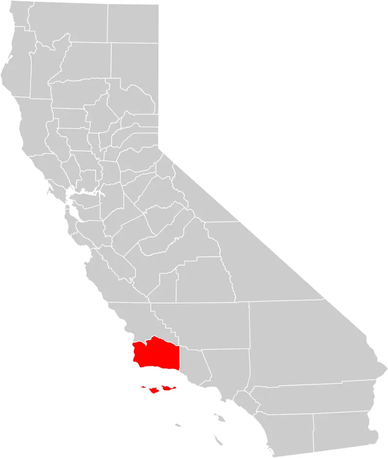 Map: California County Map Santa Barbara County Highlighted