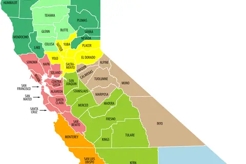 Map: California Economic Regions Map Labeled and Colored