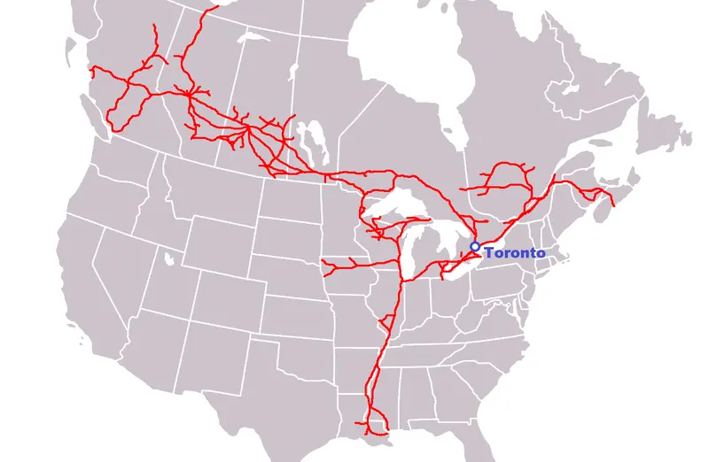 Map: Canadian National System Map Marked Toronto