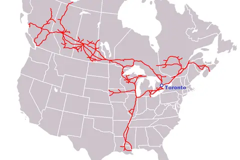 Map: Canadian National System Map Marked Toronto